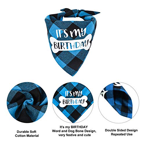Vipith Double Sided Cotton Dog Birthday Bandana Girl Boy, Washable Reversible Plaid Painting Dog Scarf Bibs For Small Medium Large Unisex Dogs Cats Pets #TOP3