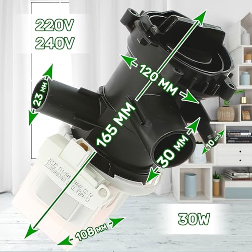 Laugenpumpe für Waschmaschine 30W mit Originalcode 00145212 145212 für Bosch für Siemens iQ100 iQ300 iQ500 Avantixx Extraklasse Classixx VarioPerfect - Garantie 5 Jahre - MADE IN EU - ONIX TECH