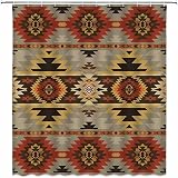 Aztec Shower Curtain Southwestern Native Tribal American Ethnic Navajo Abstract Geometric Triangular
