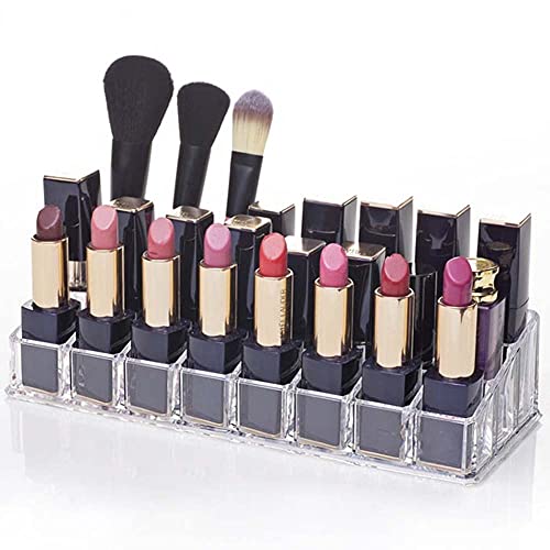 Porta Batom com 24 Divisórias, Acrílico Store, Transparente, Médio