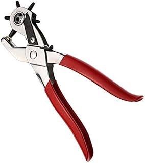 BlueSunshine Heavy Duty Leather Hole Punch Toolfor Belts, Watch Bands, Dog Collars, Saddles, Fabric, DIY Home or Craft Projects. – Revolving for Quick Size Adjustment Plier – 6 Sizes Puncher