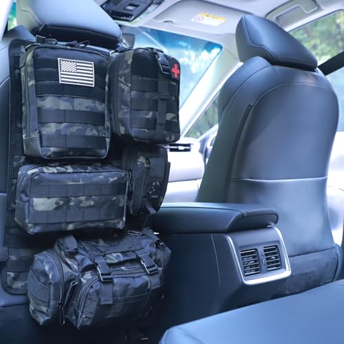 Universal Tactical Car Seat Back Organizer Bag Tactical Molle Vehicle Organizers Panel Vehicle Protector Organizers with 5 Detachable Pouches for Car (Black camo) by Wohegyy - Image 5