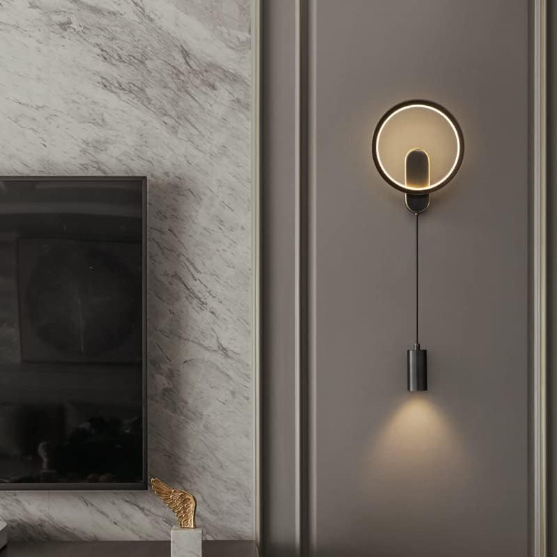 CITRA LED 18W Black Round Bedside Wall Ceiling Light with Spot - Warm White