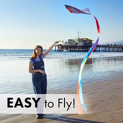 Giddykat Velociraptor Dinosaur Kites For Kids- Kids Kite Easy To Fly W/Handle - Big Kite W/ 300Ft String - Extra Long Tail Large Kite -Beach Kite - Kites For Kids Easy To Fly -Cool Kites For Kids #TOP3