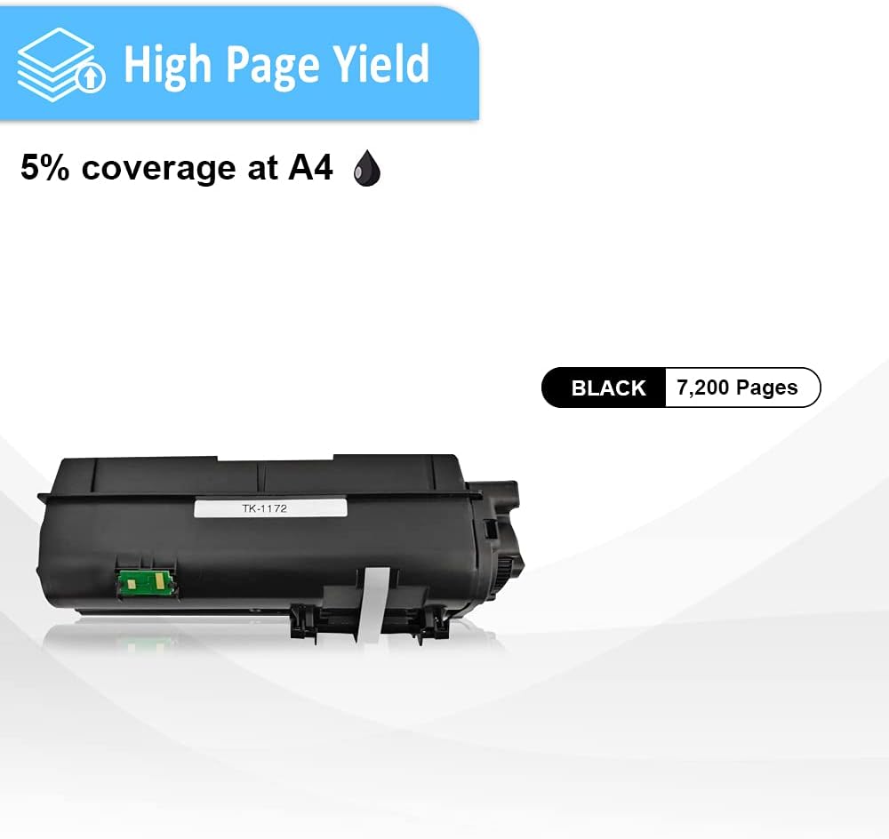 Compatible TK1172 TK-1172 TK 1172 Toner Cartridge Black 7200 Pages for Kyocera ECOSYS M2040dn M2540dn M2540dw M2640idw Laser Printers (Black x 1)
