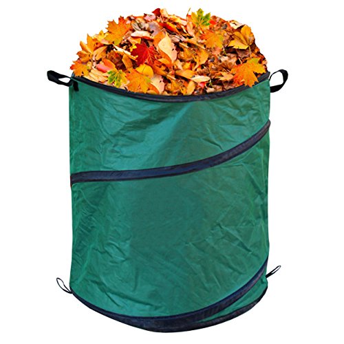 TABOR TOOLS Pop Up Waste Bag, Kangaroo Bag, Reusable Yard Waste Bag, Collapsible Leaf Container with Pop-Up Spring, Canvas Trash Can for Garden, RV or Camping (30 Gal). TR35A.