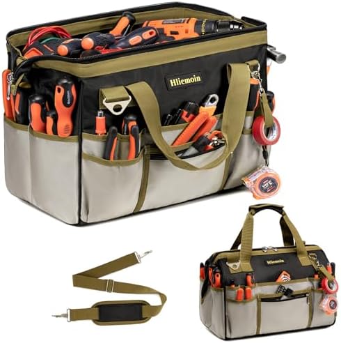 16.5-Inch Heavy Duty Tool Bags for Men, 32-Pocket Large Tool Organizer Storage, 1680D Oxford Tool Bag with Adjustable Shoulder Straps, Tool Storage Bag for HVAC, Electrician, Carpenter, Mechanic