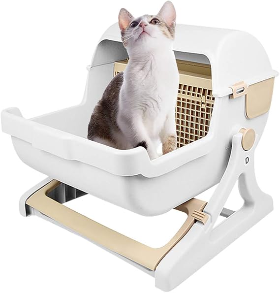 Pet Yarı Otomatik Hızlı Temizlenen Kedi Kumu Kutusu Lüks Kedi Tuvaleti (renk : YEŞİL)