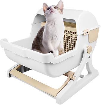Pet Yarı Otomatik Hızlı Temizlenen Kedi Kumu Kutusu Lüks Kedi Tuvaleti (renk : YEŞİL)