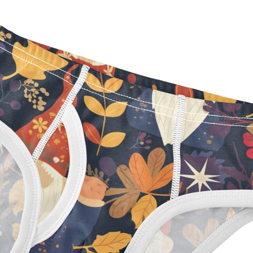 KLL Autumn Gnomes Yellow Leaves Berries Vintage Little Boys Cotton Underwear Briefs Cute Children Panties4