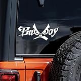 2 Pack Bad Boy Decal 5.9'x2.4' Creative Waterproof Vinyl Sticker for Car Motorcycles Trucks Garage Rebel Biker Design #AZ47 (White)