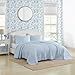 Laura Ashley - Quilt Set, Super Soft Bedding with Matching Sham, Casual Home Decor (Oxford Stripe Blue, King)