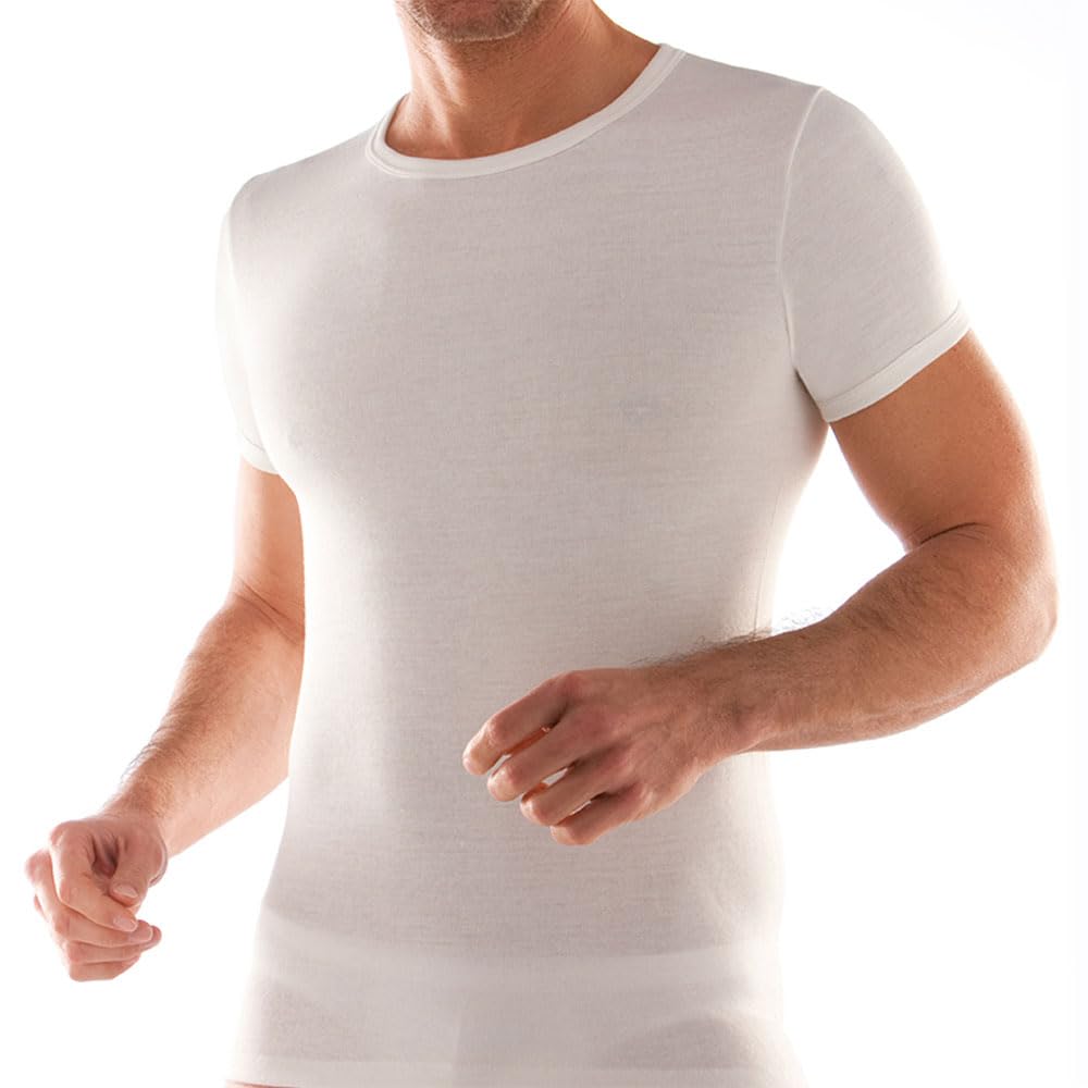 Liabel Maglia Intima Uomo Lana Cotone Girocollo Art. 5110-23, Conf. 3 pz, Bianco, L
