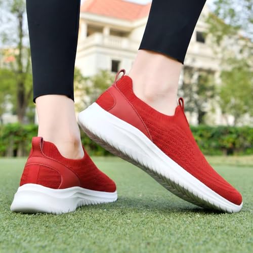 Image of TIOSEBON Women's Walking Tennis Shoes Knit Comfortable Slip on Breathable Mesh Lightweight Sneaker