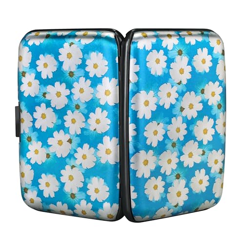 Image of ELFISH RFID Blocking Credit Cards Holder Aluminum Wallet Metal ID Case for Men Women, Blooms, Casual Elegant
