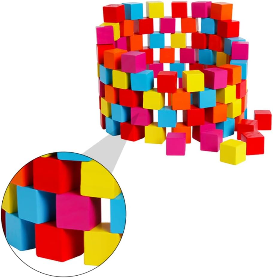 BESPORTBLE 100PCS Colorful Educational Cube Blocks Safe Building for Early Learning and Skill Development