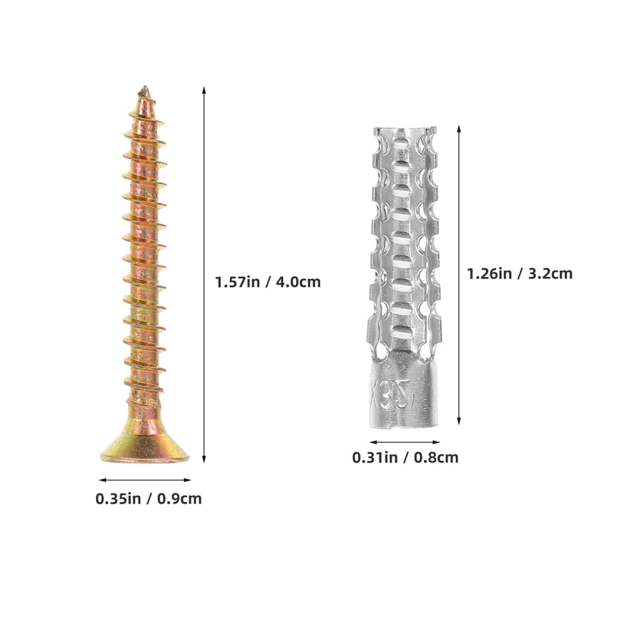 Ciieeo 100pcs M6x32 Metal Expansion Anchors with 5x40 Countersunk Screws for Lightweight Brick Walls, Concrete Wall Bolt and Anchor Set for Home Renovation and Commercial Fixing