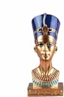 Busto Di Nefertiti In Resina Dorata Dipinta A Mano - Decorazione Egiziana, Dimensioni 12x17x25 Cm
