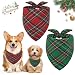 Vivifying Halstuch Hund, 2Pcs Einstellbare Dreieck Hundehalstuch mit Schachbrettartig, Hundekostüm Weihnachten für kleine mittlere große Hunde-L