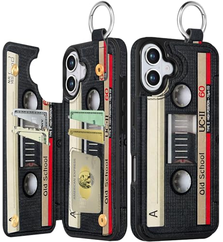 Shorogyt for iPhone 16 Wallet Case, Cute CD Tape