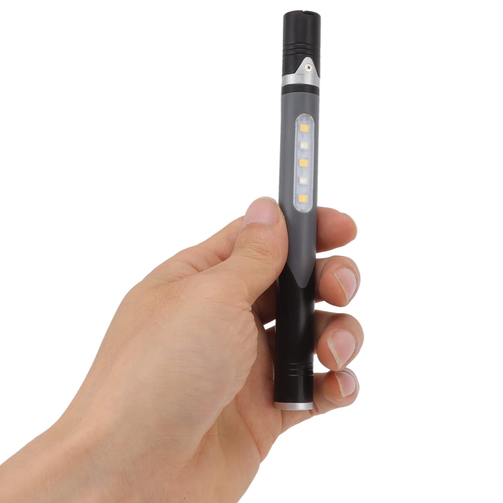 Stylo lampe de poche USB Charge 3 Sources de lumière conception de clip de puce LED pour l'hôpital de réparation (Noire)