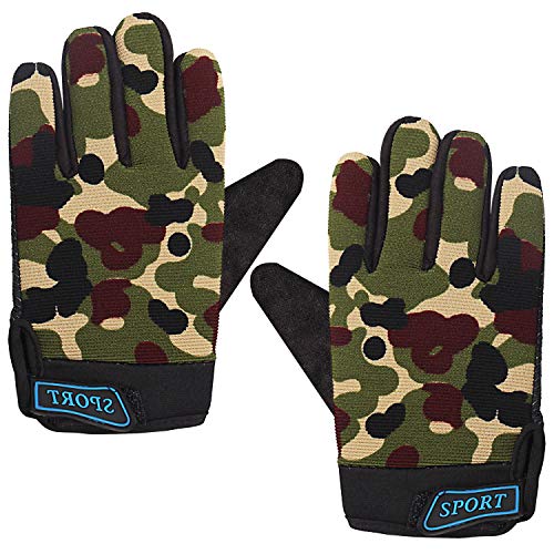 image for Pimoys Kids Sport Gloves,Kids Full Long Finger Cycling Gloves Breathab