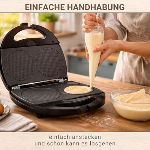 Foto von Syntrox Germany Waffelkegel Maker Waffeleisen Waffelmaker Chefmaker SM-1300W Mini Waffle Cone mit herausnehmbaren Backplatten