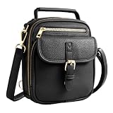 crawing Vegan Leather Crossbody Bag for Women with 2 Straps, Small Messenger Bag with Wallet, Anti Theft Shoulder Bag (Black)