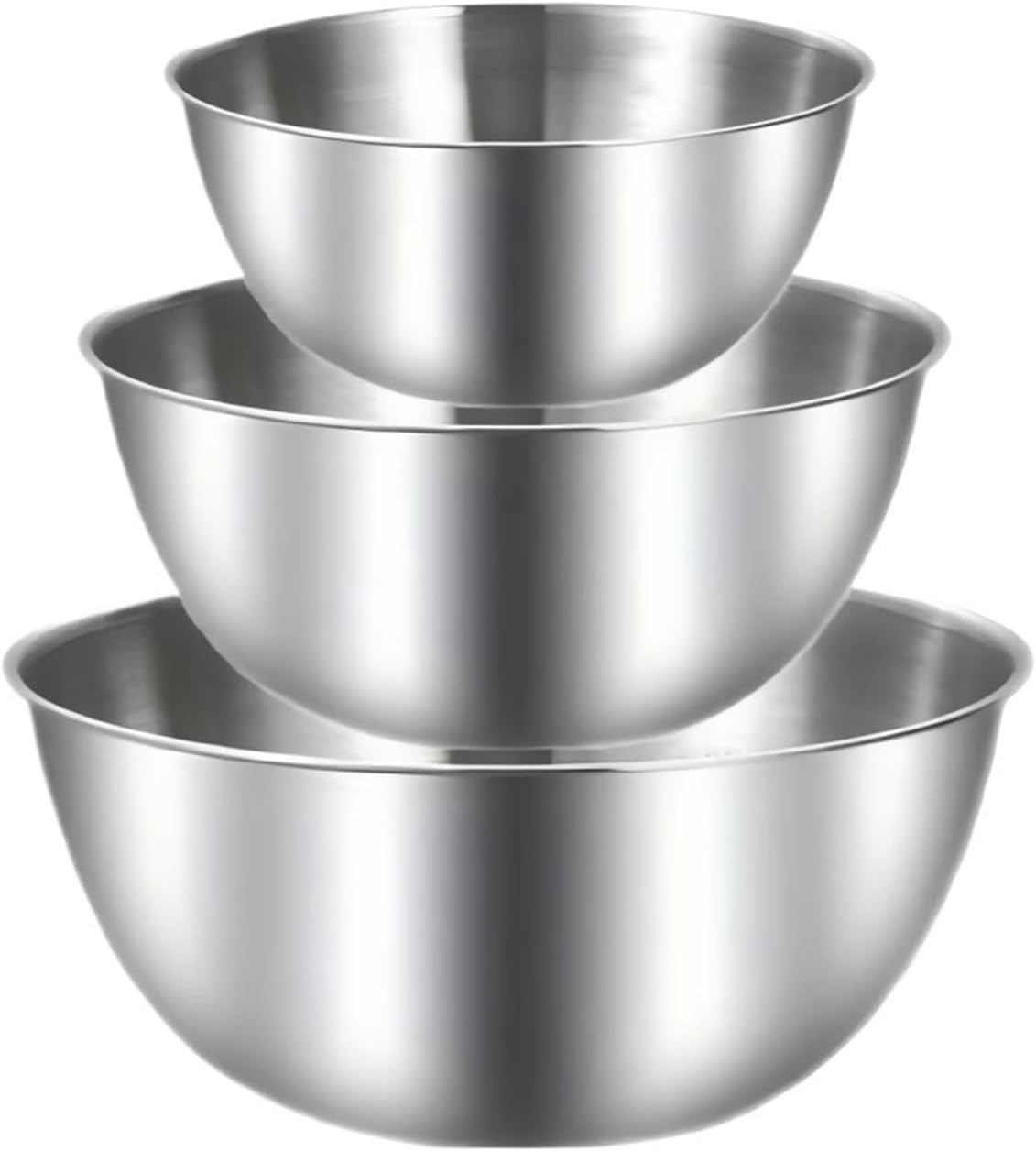 3Pcs A Set Of Three Stainless Steel Bowls For Mixing, Kneading Dough, Suitable For Kitchen Use(Silver)