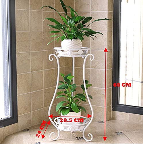 Image of 2 POT ATTRACTIVE STYLISH IRON METAL PLANT HOLDER STAND FOR INDOOR OUTDOOR BALCONY GARDEN AND LIVING ROOM PLANT RACK STAND FOR CORNER AND TARRACE {WITHOUT POT} (WHITE 2POT)