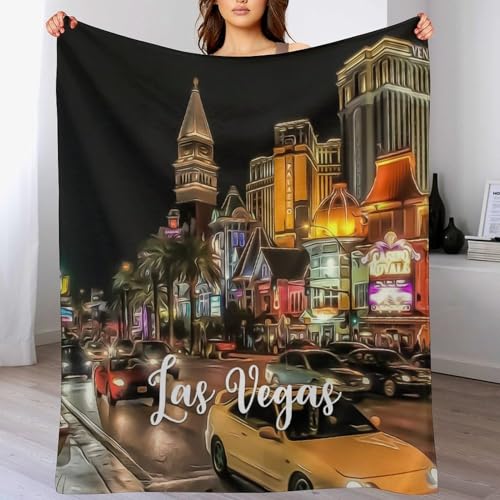 Couverture polaire lit et canapé grand format Skyline Las Vegas