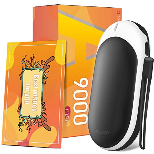 Hand Warmers Rechargeable, 9000mAh Hand Warmer Reusable Power Bank Portable Heater Battery Hot Pocket Warmer Electric Hand Warmers Gift for Women, Men, Mom - Black