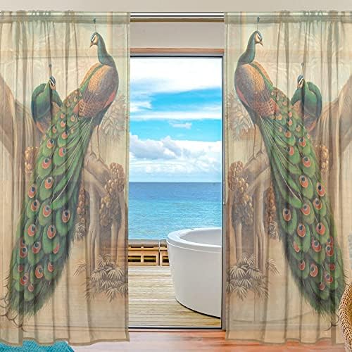 ALAZA Voile Curtain Christmas Snowy Patterned Sheer Window Polyester Material Fabric for Bedroom Living Room Kitchen Decor Home Decoration 2 Panels 78 x 55 inch