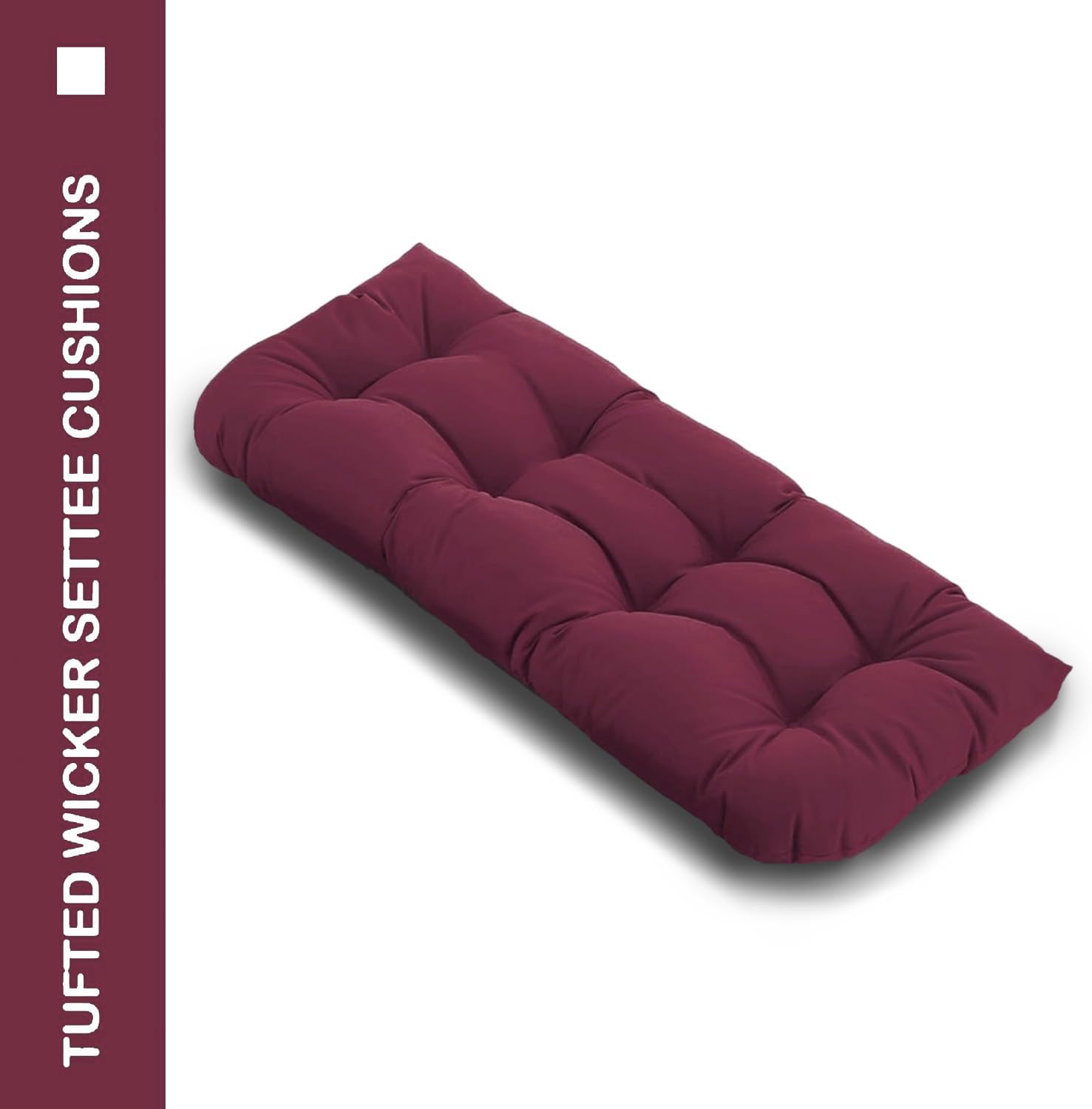 Outdoor Bench Cushion, Tufted 44x22x4 Inch Loveseat Pad for Patio Furniture Wicker Chair Garden Swing Porch Sofa, Indoor Outside Use, Fade-Resistant & Waterproof, Burgundy