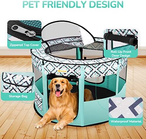 TASDISE Portable Puppy Playpen Foldable Dog Playpen Upgrade Pet Exercise Kennel Tent for Puppy Dog Cat Rabbit, Great for Indoor Outdoor Travel Use with Free Carrying Case