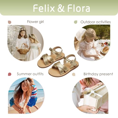Image of Felix & Flora Toddler Girl Sandals - Little Girl Easter Dress Shoes Lightweight Open Toe Beach Holiday Flats