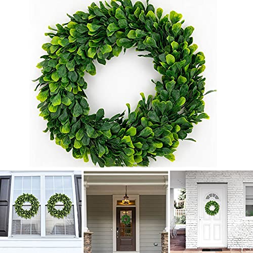 Xmeifei Parts Diy Boxwood Wreath Decorative Artificial Green Grass Leaf Garland Ring Party Decoration Gift For Door Wall Window Decor Hanging (Color : Green) #TOP5