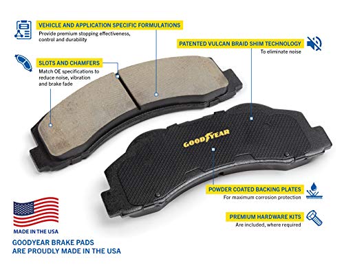 Goodyear Brakes PRK47695R | Rear Brake Kit w/Pair (2) of Coated Brake Rotors & Carbon-Ceramic Brake Pads fit Cadillac Escalade 05-02, Escalade ESV 06-03, Escalade EXT & More - See Applications Below by Goodyear - Image 4