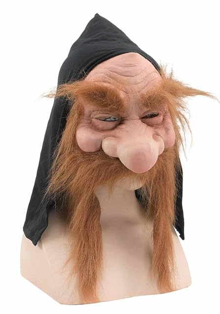 Máscara de gnomo con capucha y barba, disfraz, Halloween