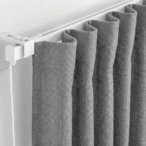 Image of FRESH FROM LOOM Jute Premium 5 ft Window Curtains for Slider Track | Non-Ring Curtains | S-Wave Pleat | Parda | Parda | Light Block Parde | Breathable Fabric (Size - 5ft, Grey, 2pc)