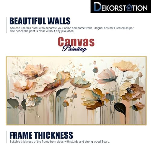 Image of DEKORSTATION Blossom Abstract Flower Aesthetic Canvas Wall Painting | Painting for Wall Decoration | Canvas Paintings for Living Room | Flower Paintings with Frame | Size: 12x24 Inch (FF 754DS)