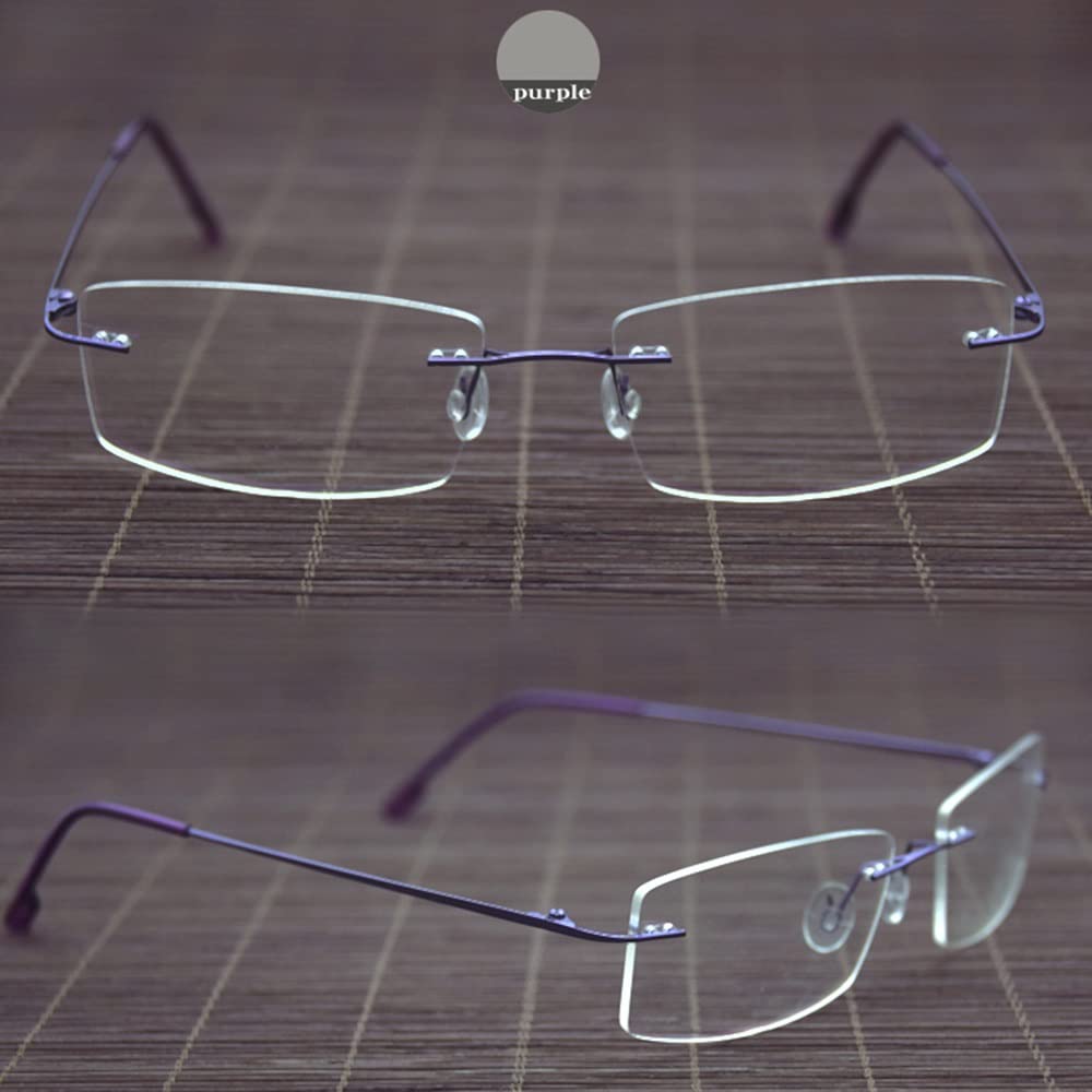 FREAZE Occhiali da lettura ultraleggeri fotocromatici occhiali da lettura senza viti, per uomo e donna, senza bordo, multifocus 1.0X-3.0X (colore : viola, dimensioni: 1,75x)