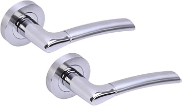 Hunta HANDLEZONE  Columba Premium Lever On Round Rose Door Handles, Internal Passage Latch Handles, 1 Set - Dual Finish Polished/Satin Chrome