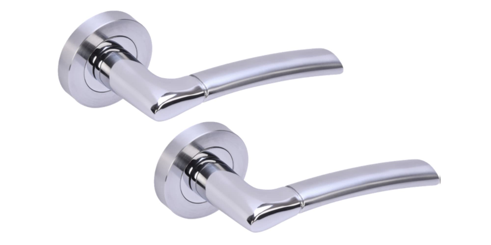Hunta HANDLEZONE® Columba Premium Lever On Round Rose Door Handles, Internal Passage Latch Handles, 1 Set - Dual Finish Polished/Satin Chrome — image 1