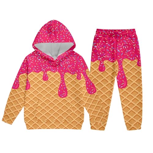 Conjunto de dos piezas con capucha de ajuste elástico cómodo y pantalón estampado #63 5