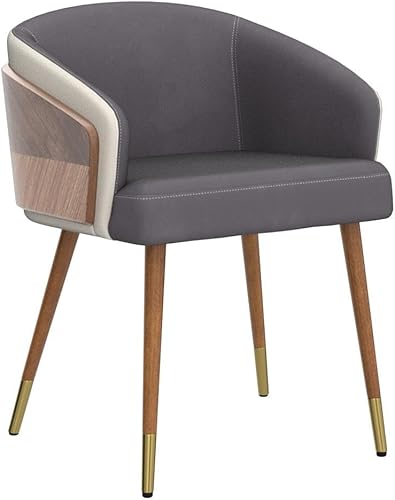 Miniatura 61 de ARTPLAN Uphoolsted - Silla de comedor moderna de mediados de siglo, piel sintética con nogal, silla con brazo acentuado, silla de estar con pies de