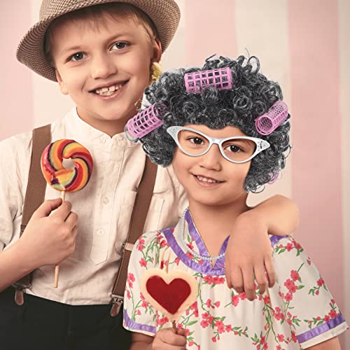 Seematn 15 Pcs Old Lady Costume Halloween Old Lady Accessories for Girls Kids Adults Party 100th Days of School (Kids,Large) - Thumbnail 5