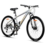 TRIFOX 26 Inch Aluminum Mountain Bike with Shimano 21-Speed,Aircraft-Grade Aluminum Frame,Dual Disc Brakes,15/17 Inch Internal Cable Routing Frame for Men Women Boys Girls