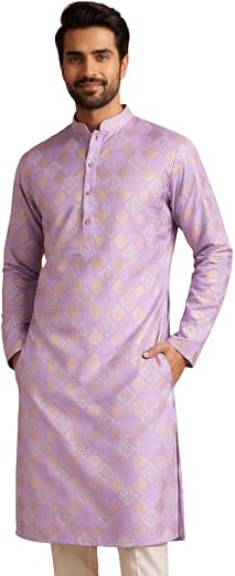 Jompers Men Cotton Blend Kurta with Foil Print