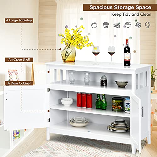 Costzon Buffet Cabinet With Storage, 45" L X 20" D X 36" H Large Wooden Kitchen Sideboard With 2-Level Shelf, Open Doors, Coffee Station Side Boards For Living Room, Home Coffee Bar, Bathroom (White) #TOP5